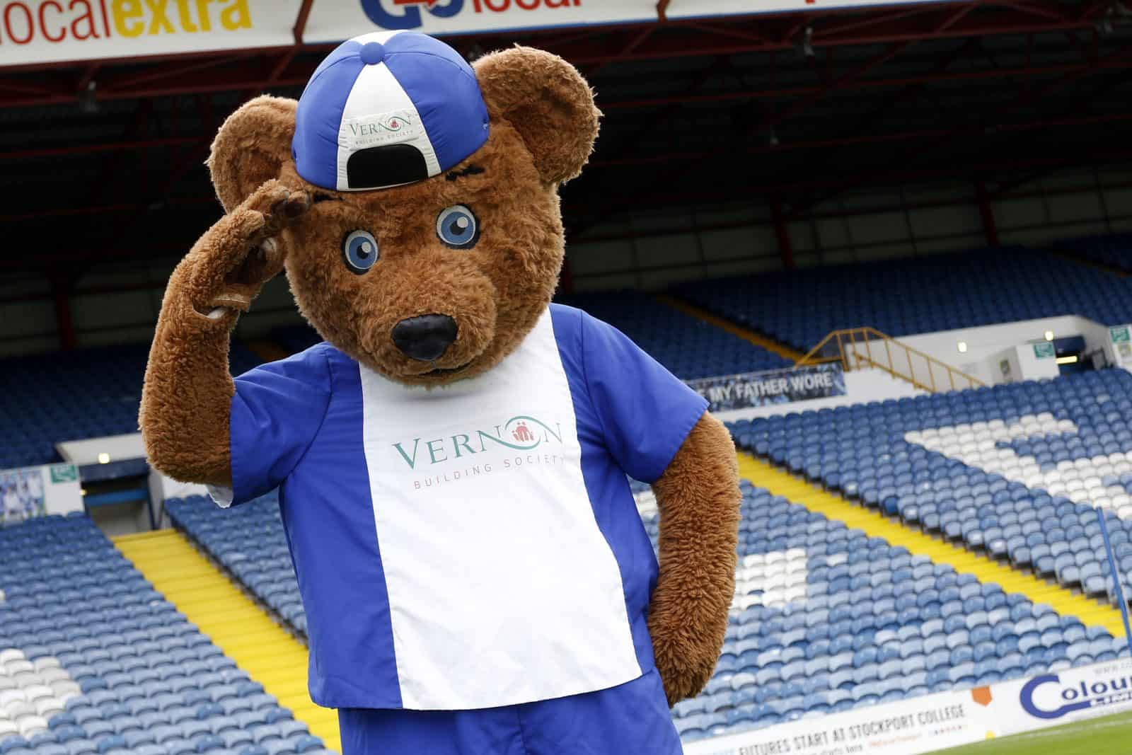 Family Lounge this Saturday - meet Vernon Bear - Stockport County