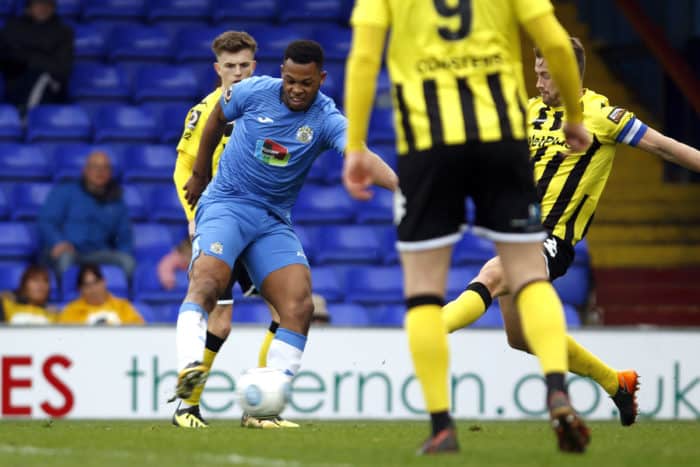 Nyal Bell. Stockport County FC 2-3 AFC Fylde. Buildbase FA Trophy. 23.3.19